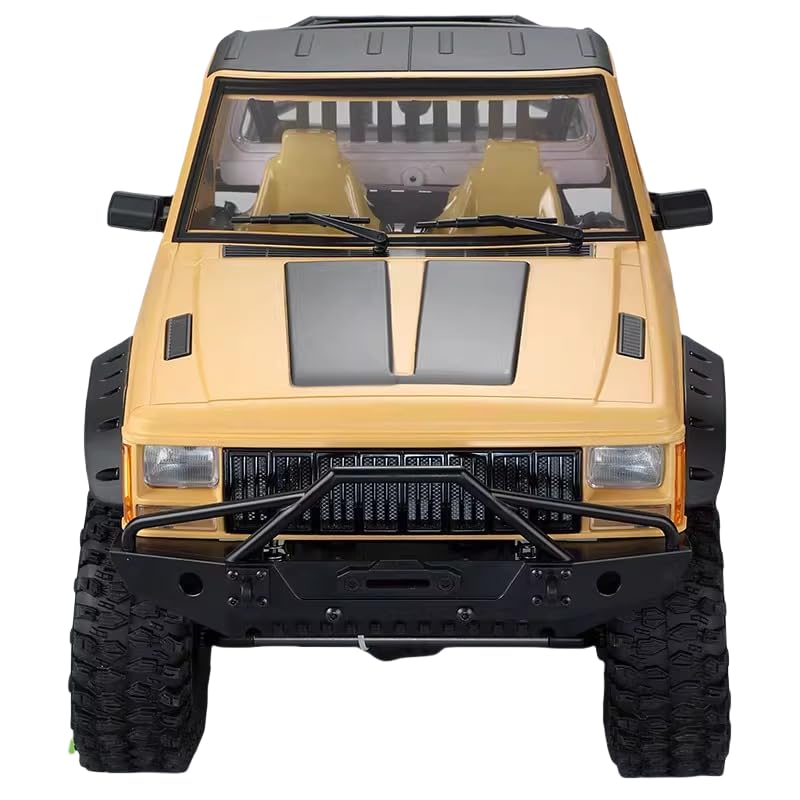 1/10 RC Hard Shell Cab & Back-Half Cage Body Shell Kit for 1/10 RC Crawler TRX4 SCX10 90046 AT4 GEN 8 Scout II,313mm Wheelbase Cherokee Upgrade and Modify (Desert Yellow) - color: Desert Yellow