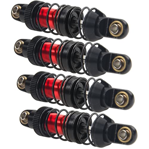 4Pcs Vgoohobby Metal Shocks Absorber Adjustable Dampers Compatible with Axial SCX10 Traxxas TRX4 D90 90046 Redcat Gen7 1/10 RC Crawler Car (Red,70mm)