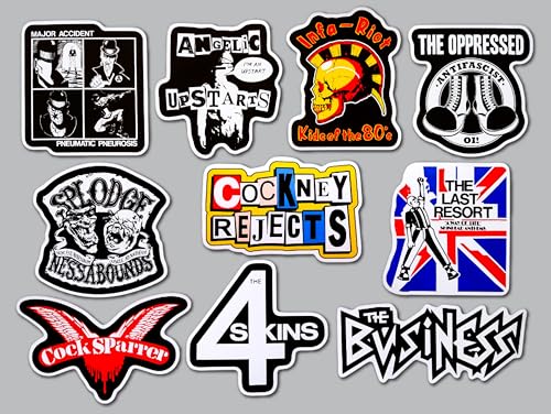 Oi ! Street Punk Sticker Pack (10 Stickers) Set 1 splodge Cock 4 Sparrer Skins Cockney Last Rejects Resort Business Major infa Skin Accident riot Oppressed Head bootboy ska Vinyl Decal