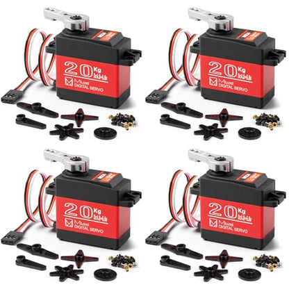 20KG Servo Motor High Torque Metal Gear Digital for 1/10 RC Car 4Pcs | 22.8 kg·cm Torque @6.8V, DS3218, 270 Degree Waterproof Standard Steering with 25T Horn for RC 1/8 Crawler Robot Truck Boat.