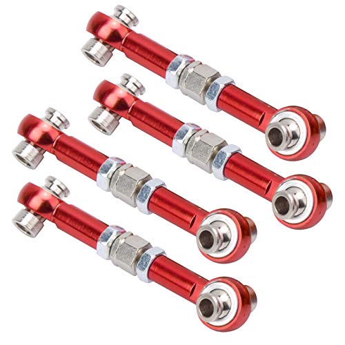 4Pcs Aluminum Alloy Steering Linkage Rods Upgrade Red, Compatible with HSP 94122 94123/10 RC Cars, Metal Arms Replacement Parts for Improved and Control - color: Red