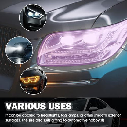 12×47" Car Headlight Tint Film,Cuttable Taillight Tint Film Kit with Squeegee & Cutter,Waterproof Tail Light Tints Films Car Exterior Accessories for Headlights Fog Lights Tail Lights (Purple) - color: Purple