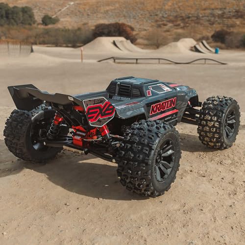 ARRMA 1:8 Kraton 6S EXB Ready to Run, Clipless Body, Basher Monster Truck RC Remote Controlled, Powerful and Stable with Brushless Motor, Battery and Charger Not Included, Black, ARA8708V6T1