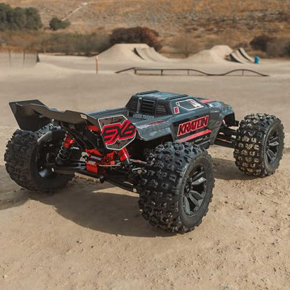 ARRMA 1:8 Kraton 6S EXB Ready to Run, Clipless Body, Basher Monster Truck RC Remote Controlled, Powerful and Stable with Brushless Motor, Battery and Charger Not Included, Black, ARA8708V6T1