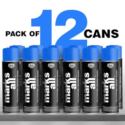 Fox Valley 18oz Marks All Solvent-Based Paint 12-Pack, Blue Fluorescent - color: Blue Fluorescent
