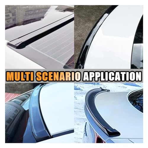 JOYCOURT Car Rear Spoiler Roof Lip Kit, Black 3D Rubber Trunk Spoiler | Roof Spoiler Wing Trim Strip, Cool Car Decoration, Universal Punch-Free Vehicle Exterior Accessory Sticker for Bumper - style: Black