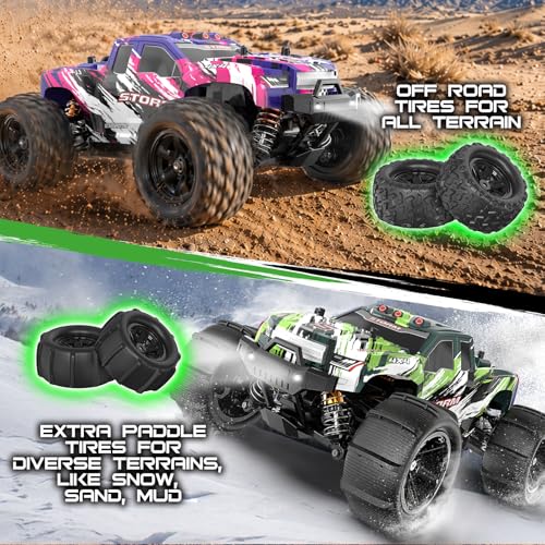 1:18 All Terrain RC Car for Adults & Boys (HS18-05), 4WD Off-Road RC Truck High Speed Fast 40+ KPH, 4X4 Waterproof Remote Control Car with 2 Rechargeable Batteries