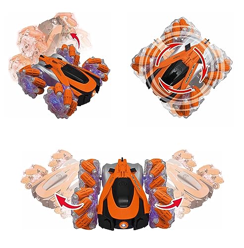 LEXiBOOK, Crosslander Glow RC Car, RC21 | Glow-in-the-dark, Rechargeable, Remote controlled - style: Crosslander 360 - Orange/Black