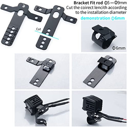4PCS RC Spot Beam Square LED Cubes Offroad Driving Lights RC Light Bar LED Housing Lens Spotlight Compatible with 1/10 RC Car TRX4 TRX6 Axial SCX10 90046 RR10 D90 (D-9 Holes) - color: D-9 Holes