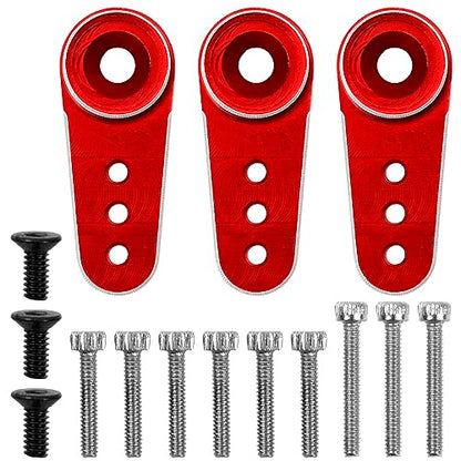 3Pack Aluminum 15T Servo Arm RC Mini Servo Horns Compatible with Emax ES08MA Servo Fit for Axial SCX24 1/24 RC Crawler (Red) - color: Red