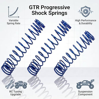 8445A Blue Progressive Rear Shock Springs 3-Pack – Compatible with Losi 5IVE-T, DBXL, Super Baja Rey, GTR Shocks