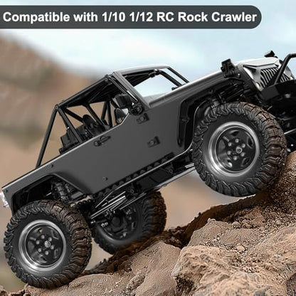 LRFHL 1.9 Crawler Tire for 1/12 MJX HYPER GO H12Y H12P MN128 1/10 Axial D90 | Black, 4PCS, 90mm * 37.5mm RC Rock Terrain Tyre with Foam Insert, Soft Rubber High Grip Sticky Tires - color: Black