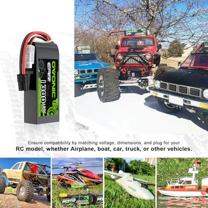 OVONIC 3S 11.1V 1300mAh 120C Lipo Battery with IEC Plug 2Pcs in 1 Package