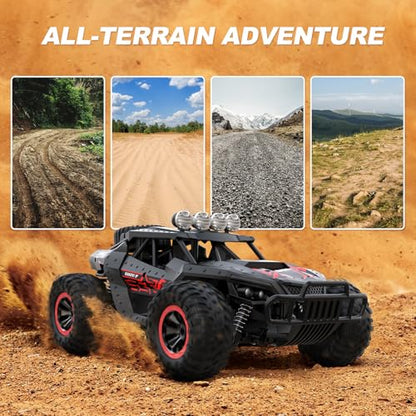 Remote Control Car 2.4GHz High Speed 25 km/h Off-Road RC Car 1:16 Two Rechargeable Batteries & 70+ Min Playtime Remote Control Monster Truck Gift for Kids and Adults | Off-Road RC Car 1:16 Two Rechargeable Batteries & 70+ Min Playtime RC Monster Truck Gif