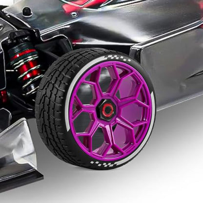 4PCS RC Highway Off-Road Truck Wheels & Tires - Compatible with 1/8 Typhon 6S BLX, 1/7 Infraction 6S BLX/Limitless - Foam Insert Plastic Rims （4 Small ） (Purple) - color: Purple
