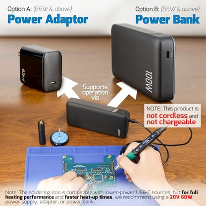 WEP 928D-IV Soldering Iron Kit with Fast Heating with C235 Tip, Dynamic Screen, Compact USB Soldering Iron with Tool Bag, Multi-Functional Cover, Type-C Charging, Sleep Mode, PD/QC Protocols - style: Upgraded Style
