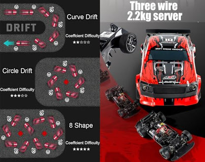 WPLDEWAN RC Drift Car with Gyro 1/14 Hobby RC Car Off Road Fast | Remote Control Truck Drifting 4WD High Speed 40 KM/H 390 Motor Gyroscope Full Proportional Metal Chassis Ball Bearing