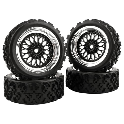 1/10 Scale On Road Rubber RC Tires Wheel Rims 12mm Hex Compatible with Tamiya TT01 TT02 XV01 Traxxas 4 Tec 2.0 Kyosho WR8 Sakura D3 WLtoys 144001 HPI Touring Racing Car