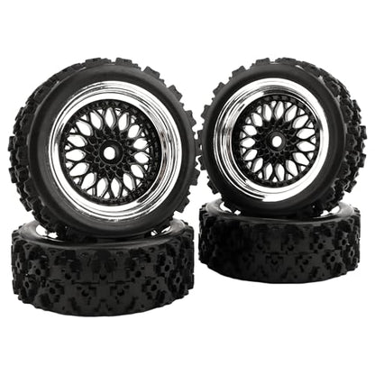 1/10 Scale On Road Rubber RC Tires Wheel Rims 12mm Hex Compatible with Tamiya TT01 TT02 XV01 Traxxas 4 Tec 2.0 Kyosho WR8 Sakura D3 WLtoys 144001 HPI Touring Racing Car