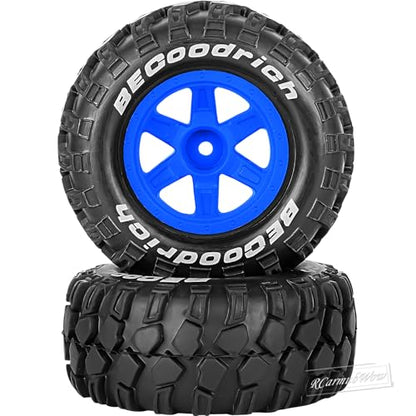 RC Wheels and Tires Off-Road Buggy Tires for 1/12 1/14 1/16 RC Off Road Monster Truck E-REVO Summit REDCAT HPI SAVAGEGT-2XS Volcano-16,1/12 1/14 1/16 Wheels Tires Set Pre-glued,Navy Blue