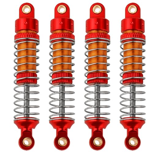 4PCS 53mm/59mm/66mm Aluminum Shocks Absorbers Oil Long Threaded Damper for 1/18 RC Crawler TRX4M TRX-4M Bronco Defender K10 Upgrade Parts (59mm red-Gold) - color: 59mm Red-gold