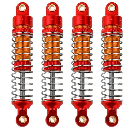 4PCS 53mm/59mm/66mm Aluminum Shocks Absorbers Oil Long Threaded Damper for 1/18 RC Crawler TRX4M TRX-4M Bronco Defender K10 Upgrade Parts (59mm red-Gold) - color: 59mm Red-gold