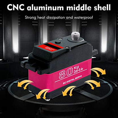 GoolRC Digital Servo 80kg Metal Gear 270?High Torque Digital Servo High Torque Servo Waterproof Replacements for 1/5 HSP HPI RC Car Baja Car - size: 180 degree