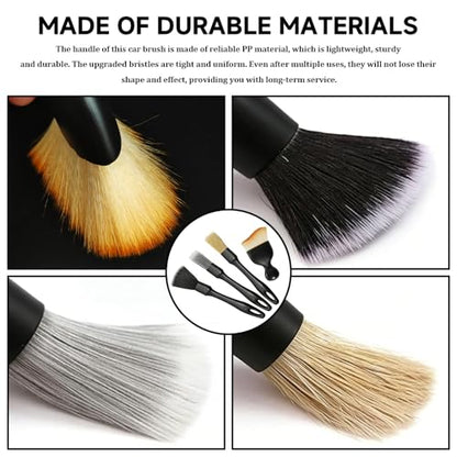4 PCS Car Detailing Brush Set, Detailing Dusting Tool Kit, Detail Brushes Car Detailings for Interior Exterior, Ultra Soft Boars Hair Car Interior Detailing Brushes for Dashboard Air Vent Seat