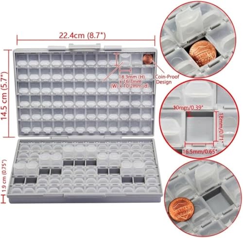 2 AideTek BOXALL144 SMD SMT Resistor Capacitor 1206 0805 0603 Box Organizer Craft Beads Storage 144 Compartments for each box - style: 2BOXALL144