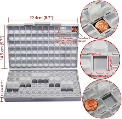 2 AideTek BOXALL144 SMD SMT Resistor Capacitor 1206 0805 0603 Box Organizer Craft Beads Storage 144 Compartments for each box - style: 2BOXALL144