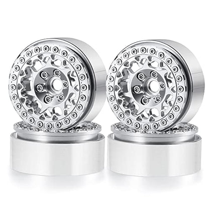 RCLIONS Aluminum 1.9" Beadlock Wheels Rims for AXIAL SCX10-I SCX10 II III AXI03007 TRX4 1/10th RC Crawler Truck Car | 1/10th RC Crawler Truck Car Upgrade Parts - color: Silver