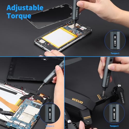 STREBITO Mini Electric Screwdriver Set, 70 in 1 Small Electric Screwdriver - 64 S2 Preicison Bits, 5 Torque Settings, 4 LED Lights, Mini Power Screwdriver Repair Tool Kit for PC Electronic (Upgraded) - style: Upgraded