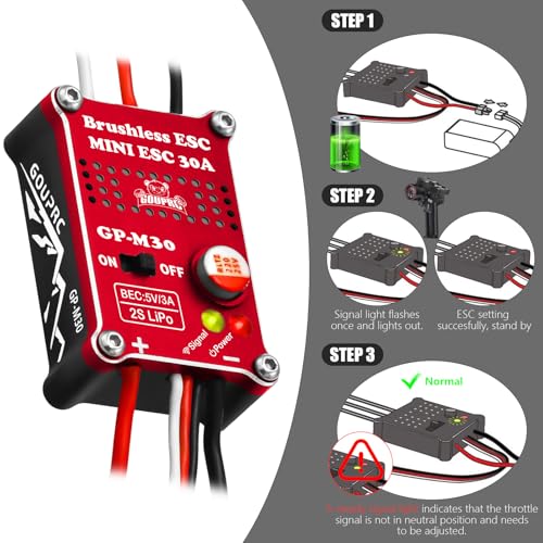 GOUPRC Upgarde 30A Brushless Esc & 2204 2400KV Brushless Outrunner Motor with Transmission and Replacement Gears Combo Kit for SCX24 RC Crawler Axial 1/24 RC Car Truck - color: Red