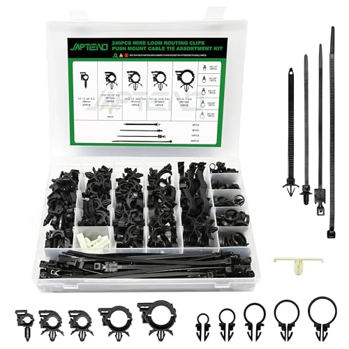 240pcs Car Wire Loom Routing Clips Assortment Kit, 15 Sizes Universal Car Wiring Harness Clips & Push Mount Cable Ties Replacement Parts for Ford Honda GM Mazda