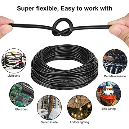 16 Gauge Electrical Wire 2 Conductor, 16 AWG Stranded PVC Oxygen-Free Copper Cable, 50FT 2 Core Flexible Extension Power Cord for Auto, LED Lamp Lighting Strips, Automotive - size: 50FT, style: 16AWG-2C