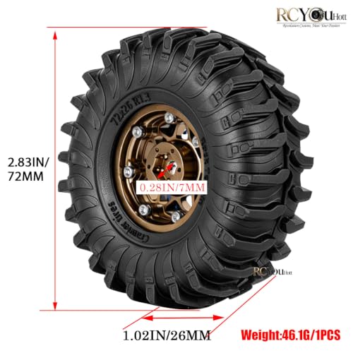 RC Aluminum 1.3" Beadlock Wheel Tires Set w/Wheels Ring for 1/18 1/24 Trx4m SCX24 FCX24 RC Crawler Car,1.3 Crawler Tires,(4PCS) Wheel Rim Soft Rubber Tire,Wheels and Rim,Brown