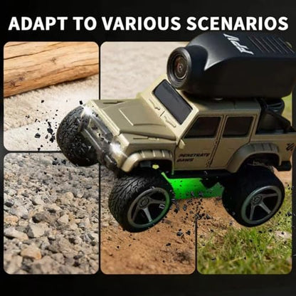 1:64 Scale 4WD Alloy Mini RC Crawler Car with FPV Camera, 2.4GHz RTR Off-Road Mini Desktop RC Drift Car with LED Lights, Adjustable Speed Dual Mode, Model Vehicle Toy Gift for Adults Kids - color: Yellow