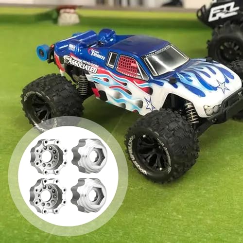 kingsea 4 Pcs RC 8X32 to 17MM Wheel Hex Adapters Aluminum Hex Adapters Compatible with Pro-Line RC Car Upgrades Parts #6353-00 6345-00, Silver - color: Silver