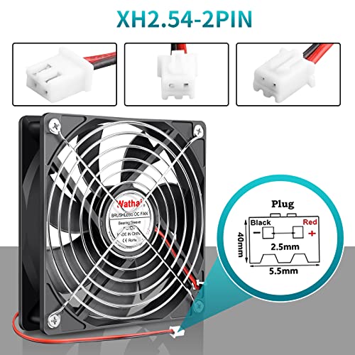 Wathai 120mm 12V 0.45A 2Pin DC Brushless Cooling Fan 12 Volt 120x120x25mm | High CFM 5 inch Exhaust Fan Motor, 3000 RPM DIY 2-Wire Replacement - style: 12V 2Pin 3000RPM