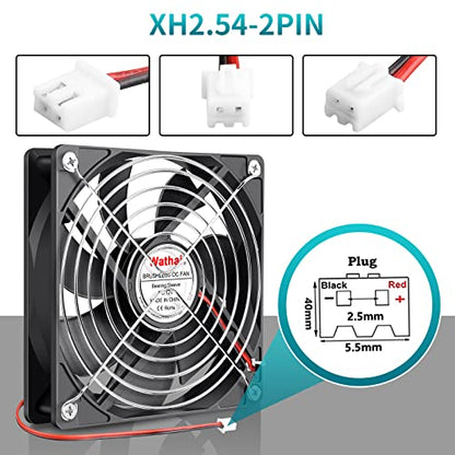 Wathai 120mm 12V 0.45A 2Pin DC Brushless Cooling Fan 12 Volt 120x120x25mm | High CFM 5 inch Exhaust Fan Motor, 3000 RPM DIY 2-Wire Replacement - style: 12V 2Pin 3000RPM
