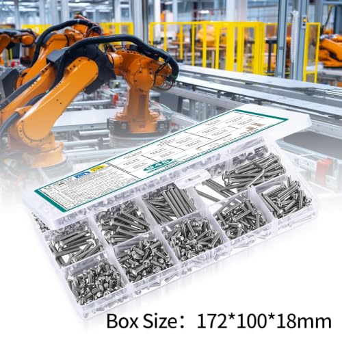 945 Pcs M3 Screws Assortment Kit, Metric Nuts and Bolts Assortment Kit, Hex Socket Button Head Cap Screw Bolts and Nuts Kits, Hex Socket Screw Set, Machine Screws Set, with Spanner(Silver) - size: M3