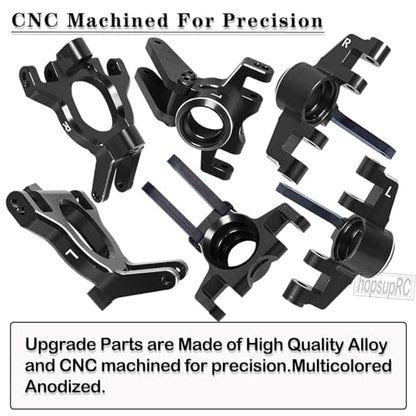 Upgrades Parts for 1/10 4x4 Kraton/Outcast 4S BLX,1/8 Mojave 4X4 4S BLX,Aluminum Front Steering Block Knuckles & C-Hubs Caster Blocks & Rear Hubs Hops Up,Black - color: Black(for Mojave 4s )