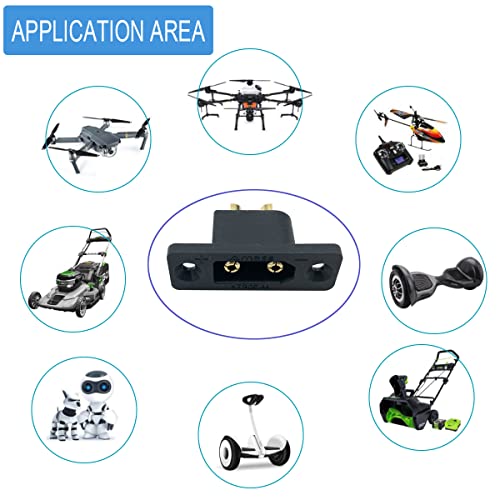 10Pcs Amass XT90E-M Battery Connector XT90E Male Plug Gold-Plated Connector with PVC Protective Sleeve Dust Cap for RC Aircraft Drone Accessories - style: XT90E-M Connector