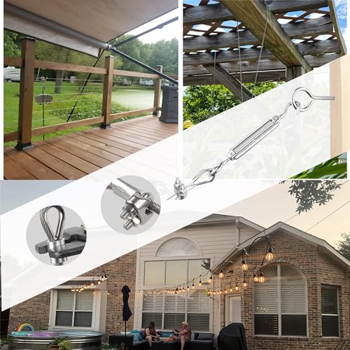 165FT Steel Cable Kit | M5 Turnbuckle & 1/8" Stainless Steel Wire Rope - color: 165FT Steel Cable
