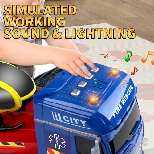 Dwi Dowellin Tow Truck Toy for Kids,25.6" Semi Truck Toy with Racing Car and Helicopter, Semi-Trailer with Lights & Sounds,Birthday Gift for 2 3 4 5 Years Old Boys and Girls - style: Tow Truck
