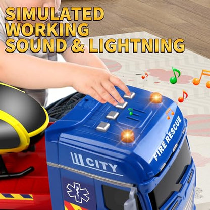 Dwi Dowellin Tow Truck Toy for Kids,25.6" Semi Truck Toy with Racing Car and Helicopter, Semi-Trailer with Lights & Sounds,Birthday Gift for 2 3 4 5 Years Old Boys and Girls - style: Tow Truck