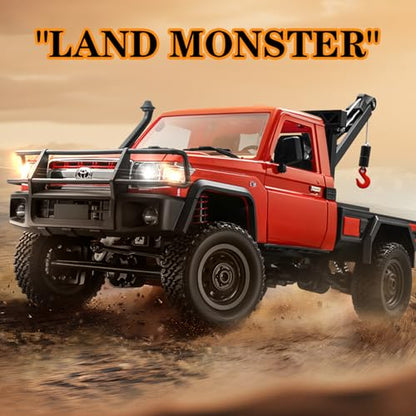 MN82T RC Rock Crawler Car 1/12 Scale Toyota Pickup Truck , 2.4GHz 4WD Off-Road Remote Control Truck, 2-Speed Modes, 2×1200mAh Batteries, All-Terrain Crawler for Adults Kids Indoor Outdoor (whth Gift) - color: Red-2