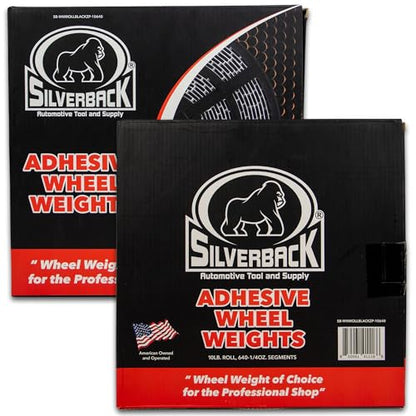 Silverback 1/4oz Black Steel Adhesive Tape Wheel Weights with EZ Peel Tape. Designed for The Professional Tire Dealer. Cars, Trucks, SUV's, & Motorcycles. 10lb. Roll Black .25oz Steel Tape Weight. - color: Black