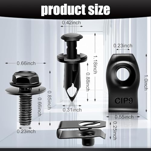 35 PCS Automotive Screw Combination, Car U Clips Assortment Kit, Car Door Body Panel Clip Fasteners, Bumper Clip Replacement, Universal for Most Cars, Trucks, SUVs (Black), KOTDDQ905BL-35PS
