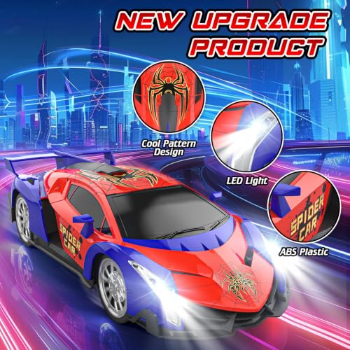 Growsland Remote Control Car, 2.4Ghz Rc Cars for Boys 4-7 8-12, Electric Kids Toys for Kids with Cool LED Lights, Rechargeable Hobby Race Cars Toys for Boys Girls Ages 4-6 5-7 6-8 8-12 Birthday Gift - color: Red1-rechargeable